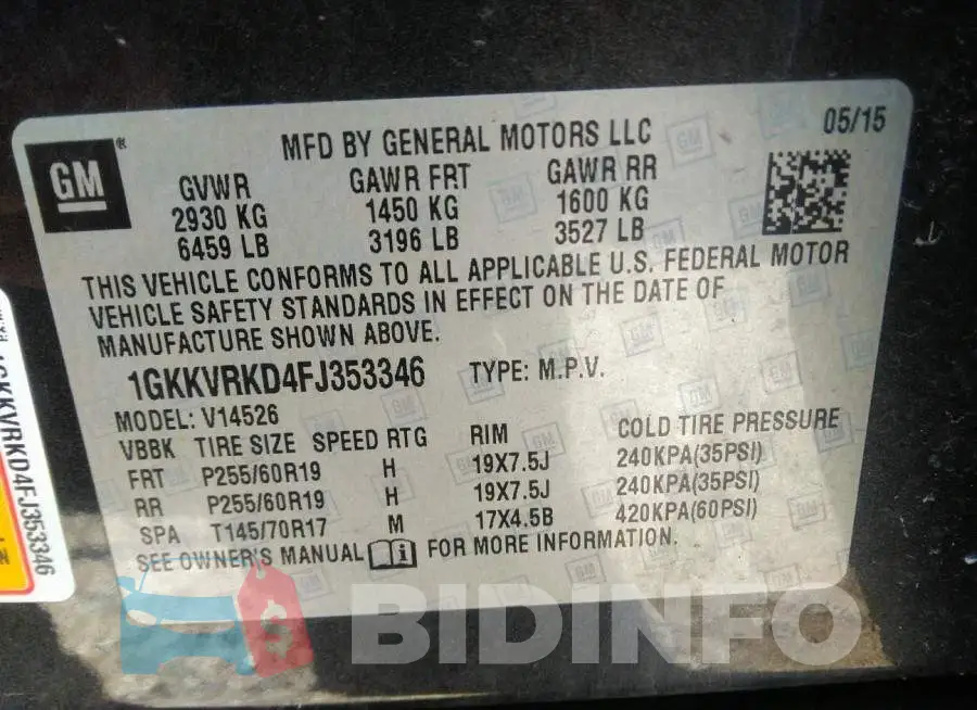 1GKKVRKD4FJ353346 Photo# 9