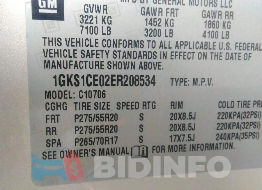 1GKS1CE02ER208534 Photo# 9
