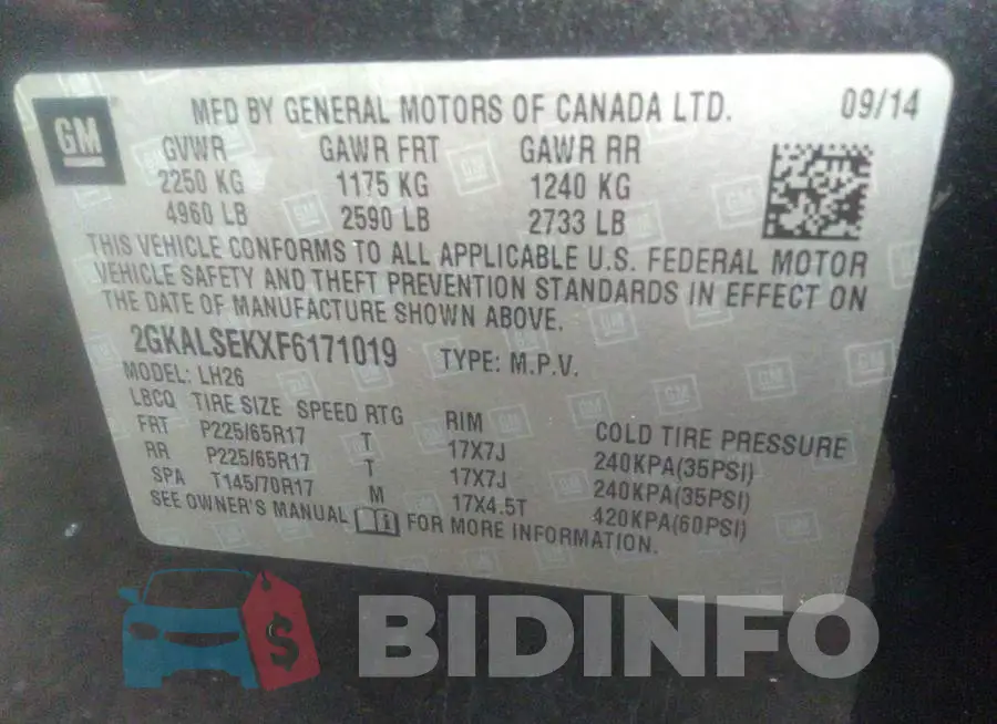 2GKALSEKXF6171019 Photo# 9