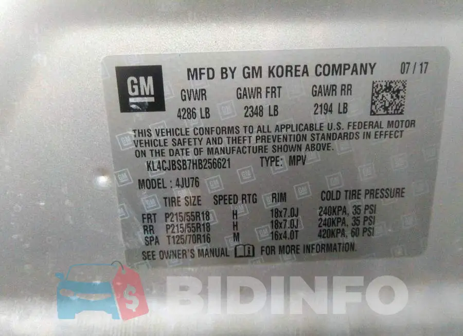 KL4CJBSB7HB256621 Photo# 9