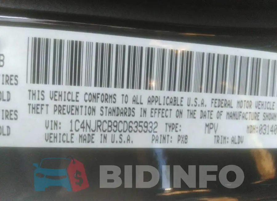1C4NJRCB9CD635932 Photo# 9