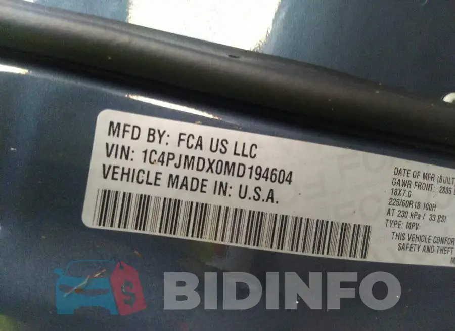 1C4PJMDX0MD194604 Photo# 9