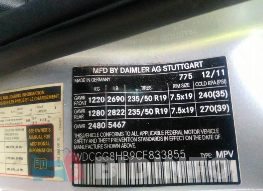 WDCGG8HB9CF833855 Photo# 9