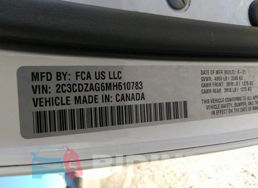 2C3CDZAG6MH610783 Photo# 9