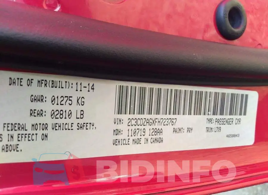 2C3CDZAGXFH723767 Photo# 9