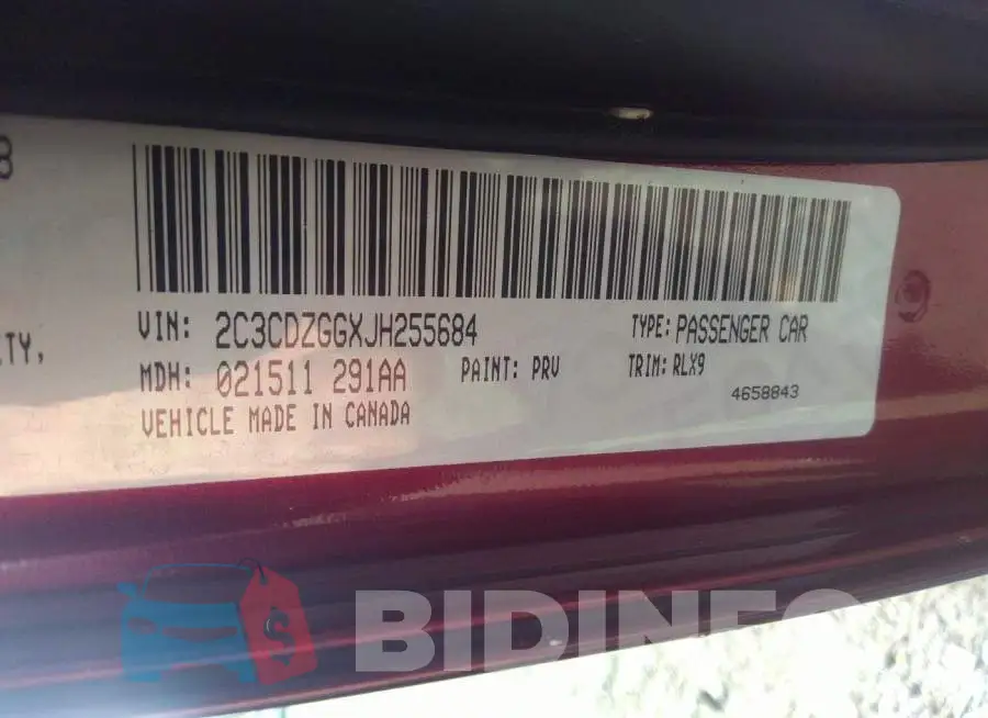 2C3CDZGGXJH255684 Photo# 9