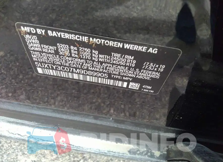 5UXTY3C07M9D89905 Photo# 9