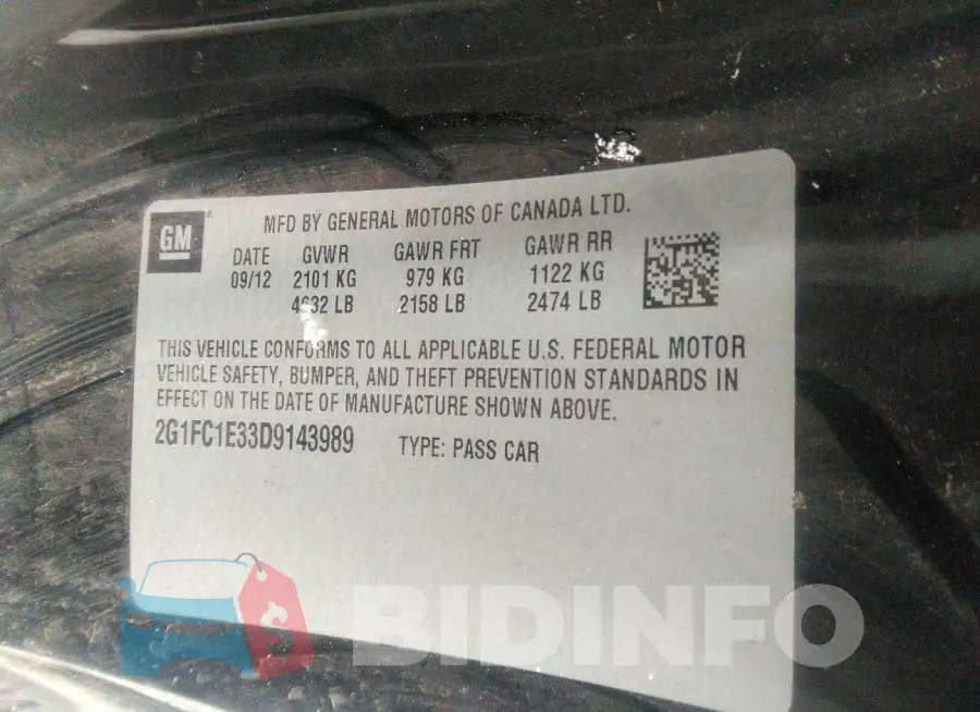 2G1FC1E33D9143989 Photo# 9