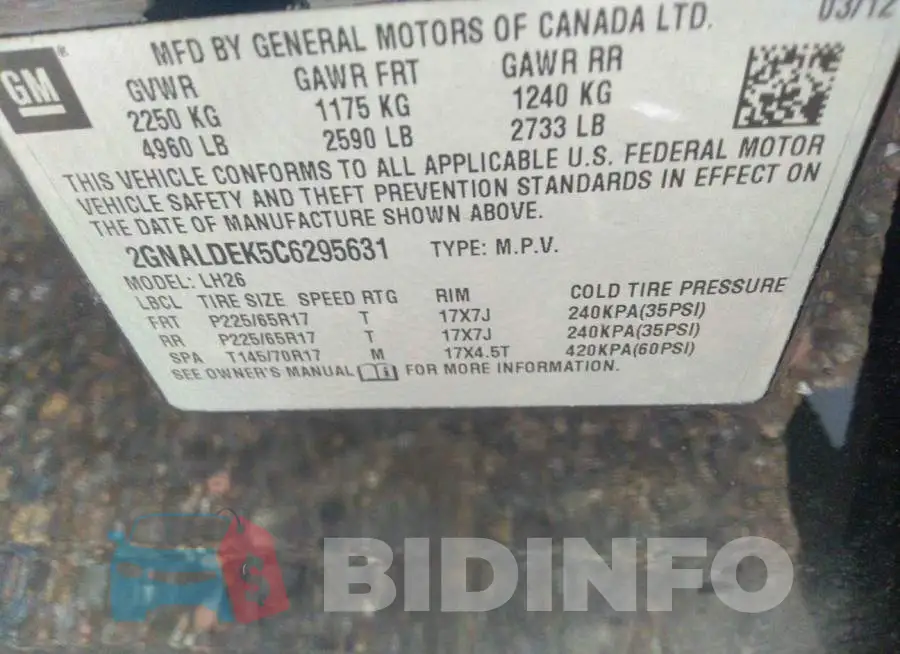 2GNALDEK5C6295631 Photo# 9