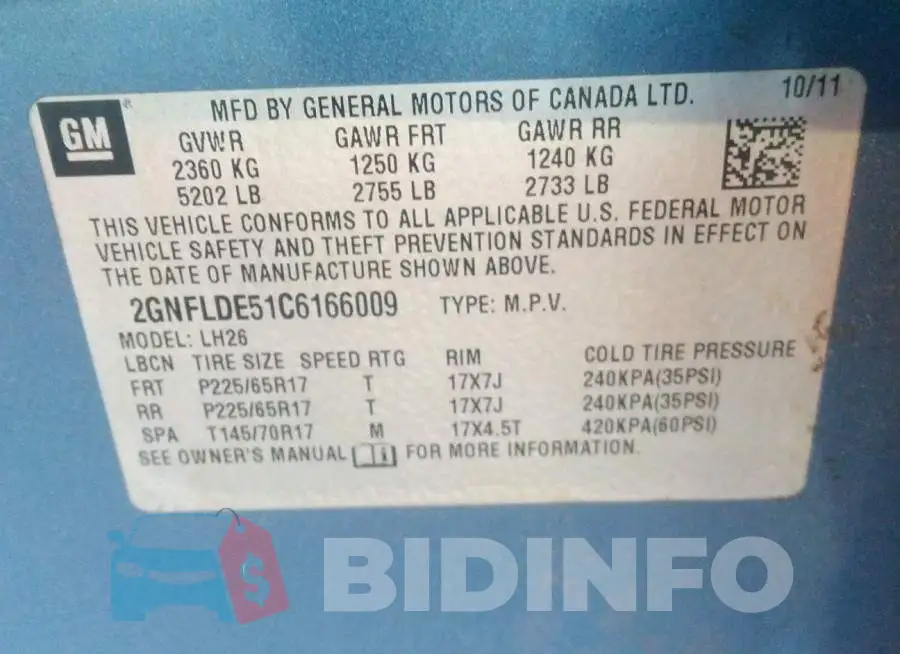 2GNFLDE51C6166009 Photo# 9