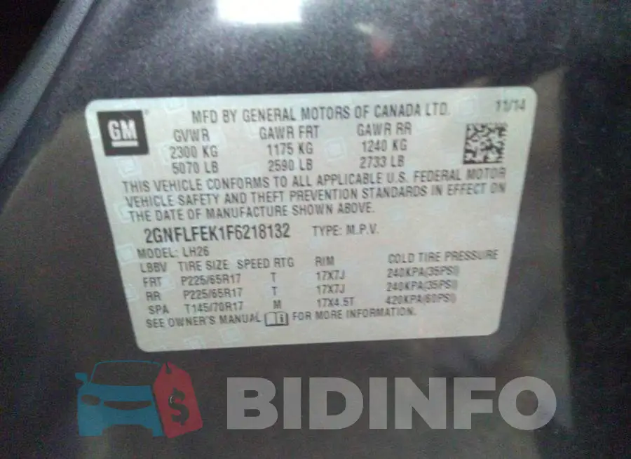 2GNFLFEK1F6218132 Photo# 9