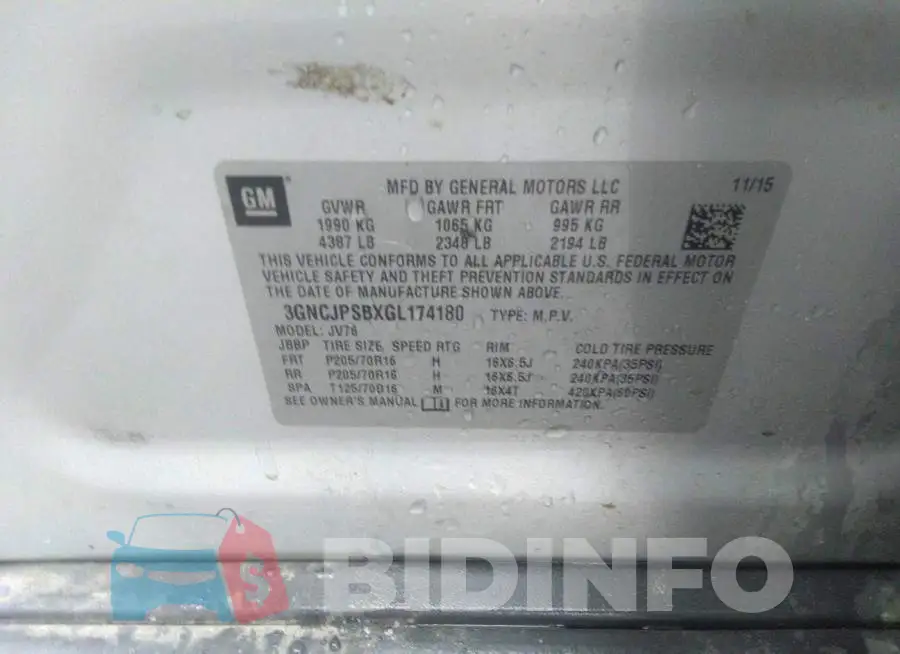 3GNCJPSBXGL174180 Photo# 9