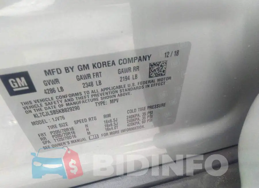 KL7CJLSB5KB829290 Photo# 9
