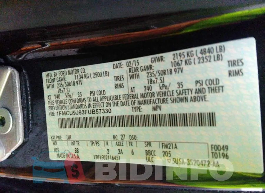 1FMCU9J93FUB57330 Photo# 9