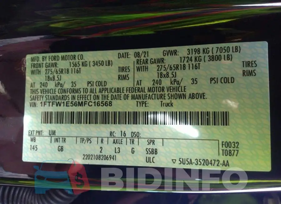 1FTFW1E56MFC16568 Photo# 9