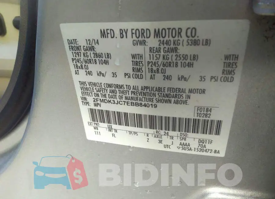 2FMDK3JC7EBB84019 Photo# 9