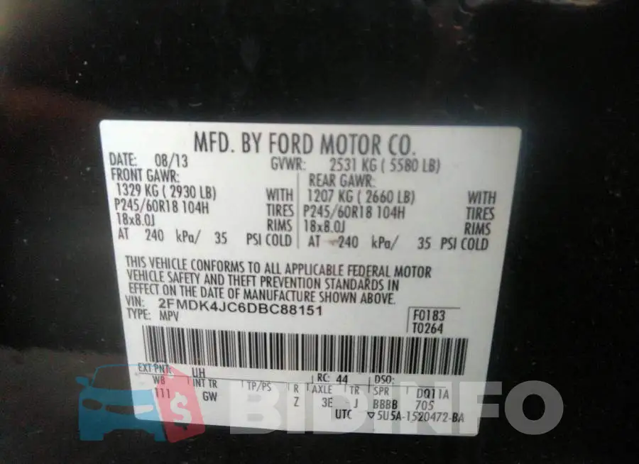 2FMDK4JC6DBC88151 Photo# 9