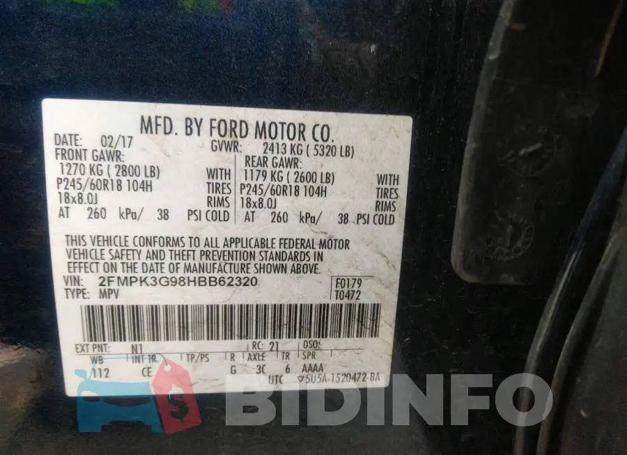 2FMPK3G98HBB62320 Photo# 9