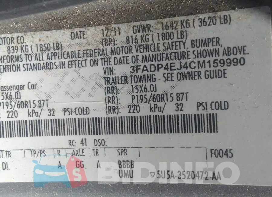 3FADP4EJ4CM159990 Photo# 9