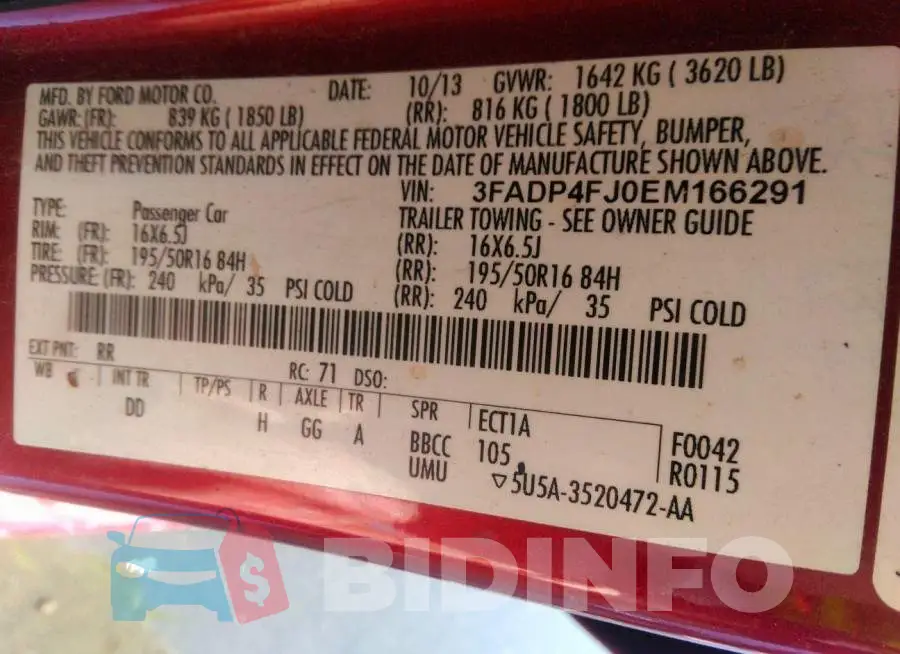 3FADP4FJ0EM166291 Photo# 9