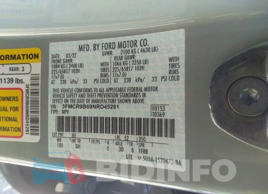 3FMCR9B69NRD45281 Photo# 9