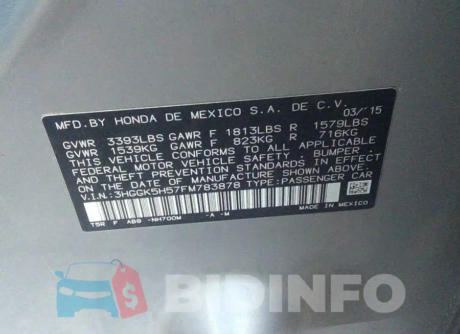 3HGGK5H57FM783878 Photo# 9