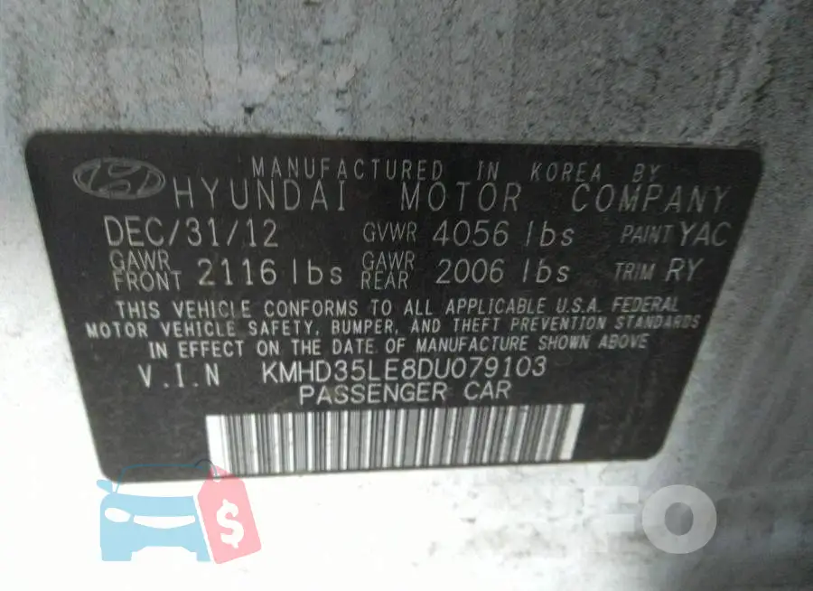 KMHD35LE8DU079103 Photo# 9