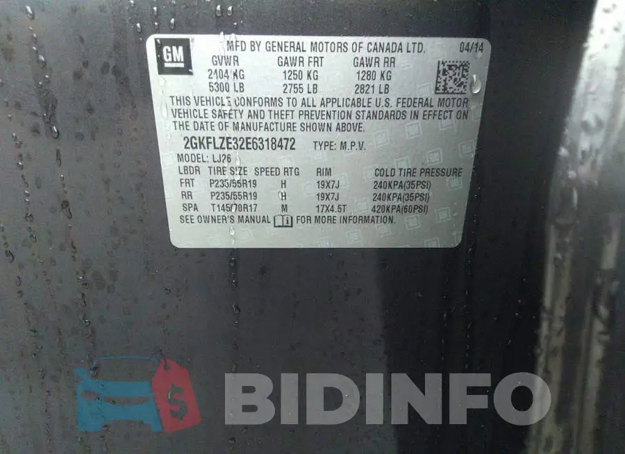 2GKFLZE32E6318472 Photo# 9