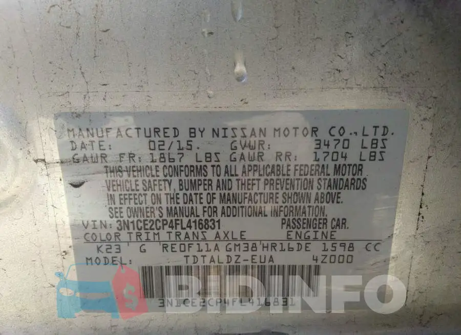 3N1CE2CP4FL416831 Photo# 9