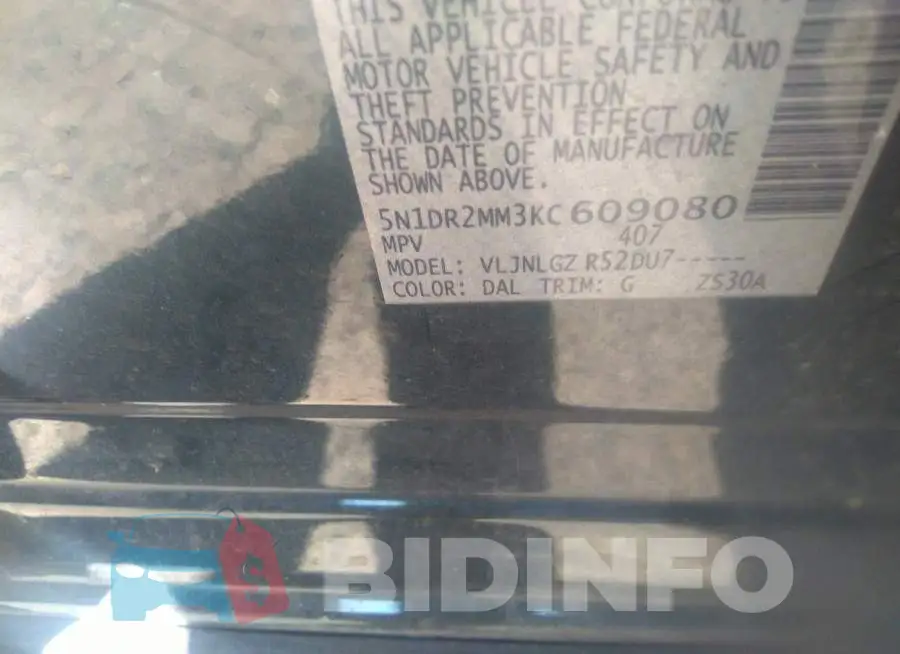 5N1DR2MM3KC609080 Photo# 9