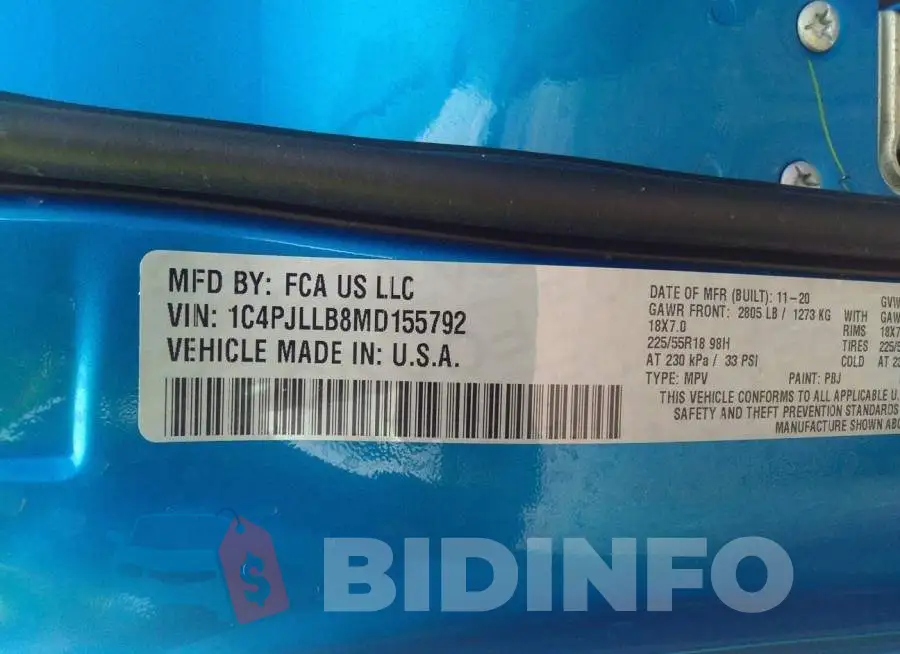 1C4PJLLB8MD155792 Photo# 9
