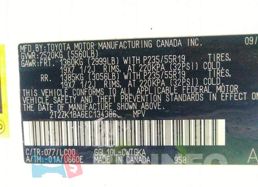 2T2ZK1BA6EC134386 Photo# 9