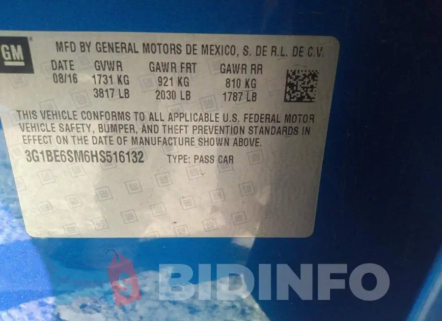 3G1BE6SM6HS516132 Photo# 9