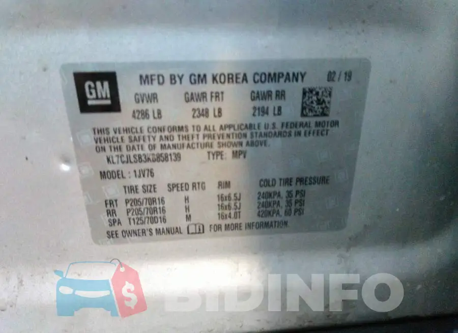 KL7CJLSB3KB858139 Photo# 9