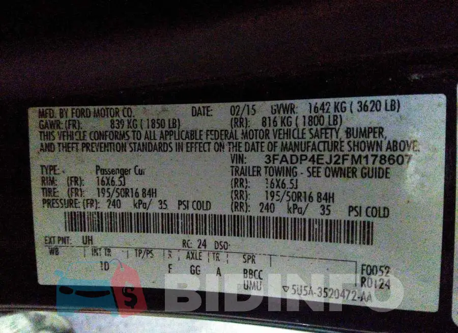 3FADP4EJ2FM178607 Photo# 9