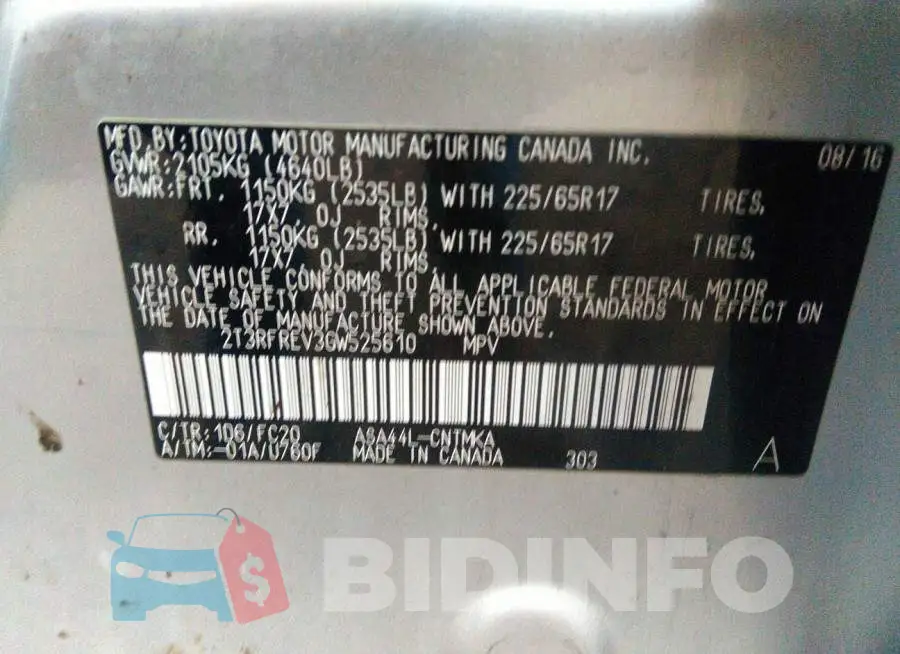 2T3RFREV3GW525610 Photo# 9
