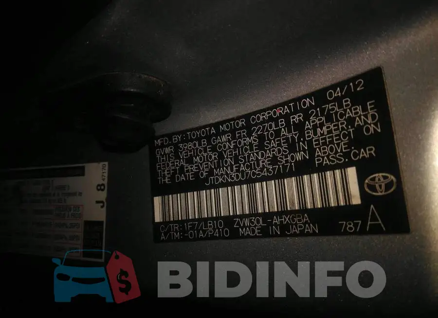 JTDKN3DU7C5437171 Photo# 9