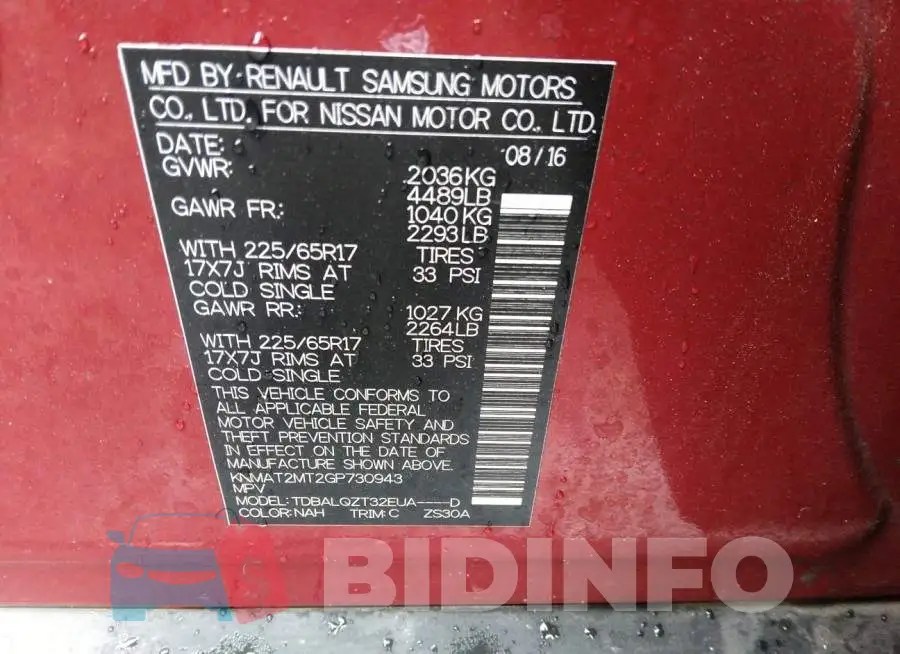 KNMAT2MT2GP730943 Photo# 9