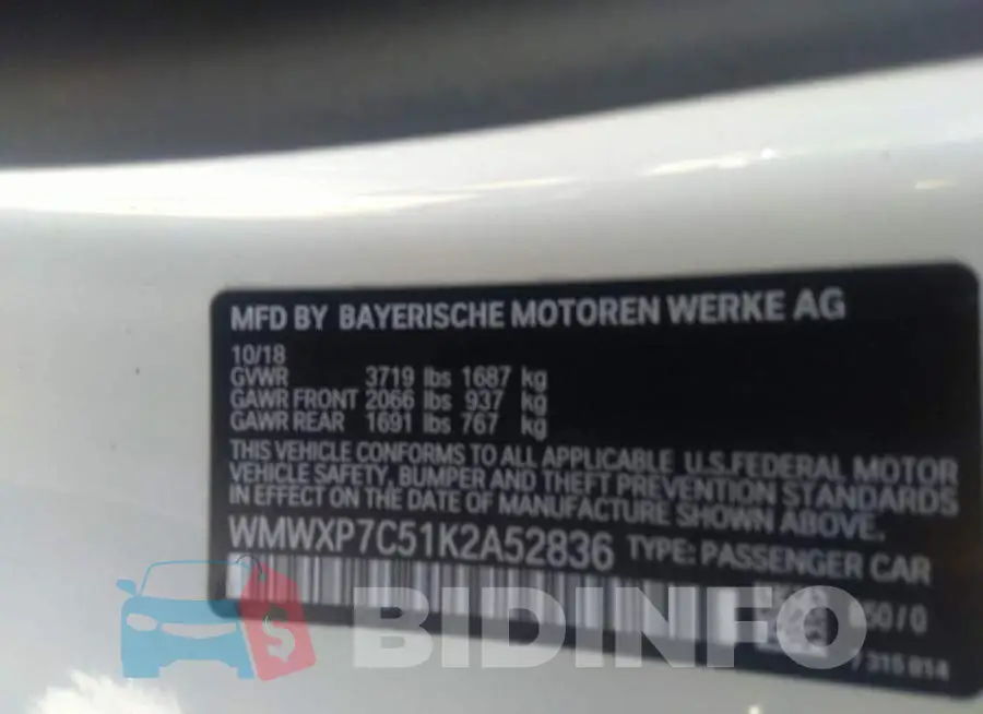 WMWXP7C51K2A52836 Photo# 8
