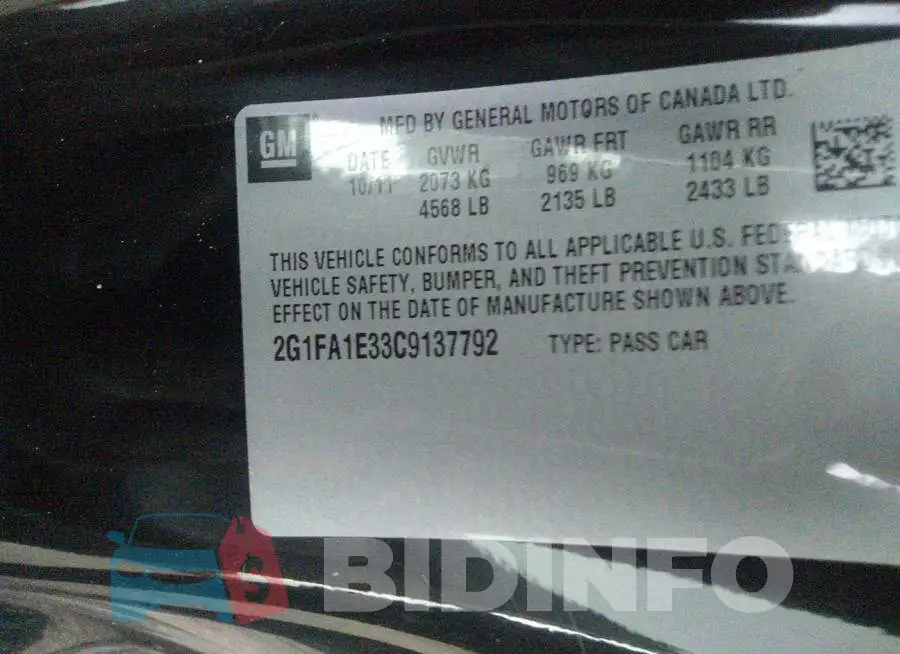 2G1FA1E33C9137792 Photo# 9