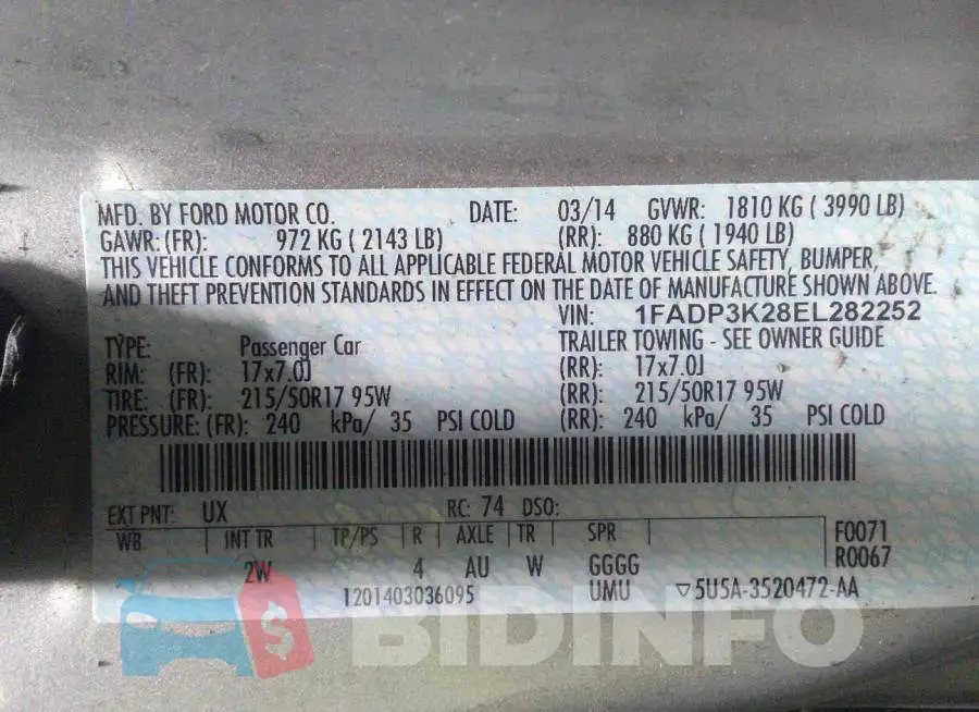1FADP3K28EL282252 Photo# 9