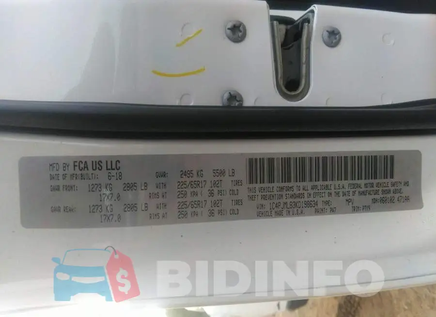 1C4PJMLB3KD198634 Photo# 9