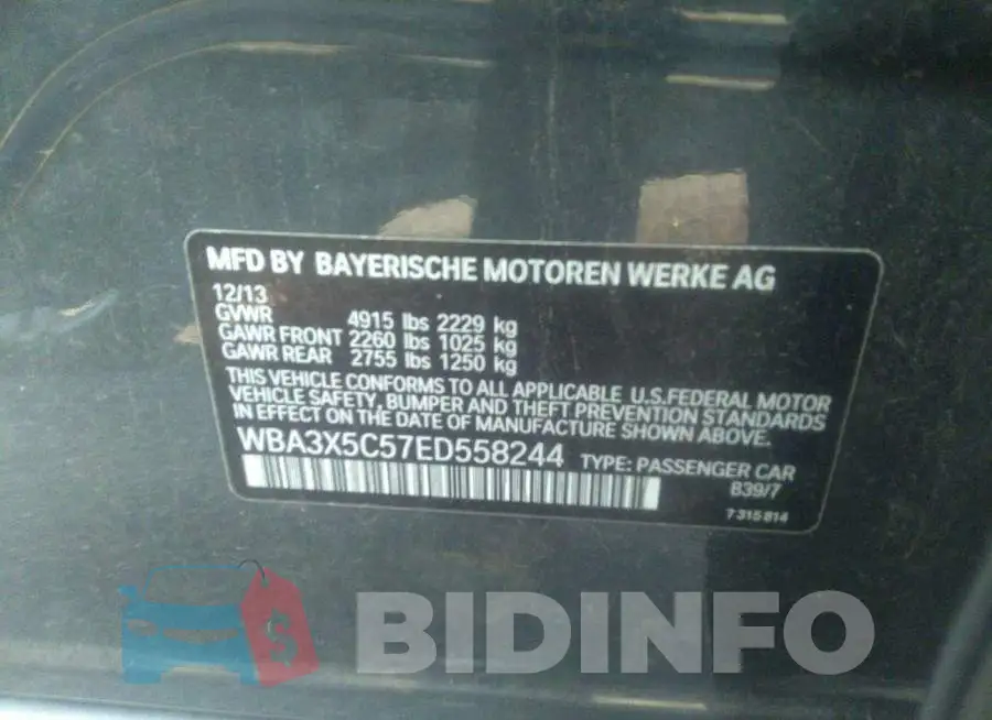 WBA3X5C57ED558244 Photo# 9