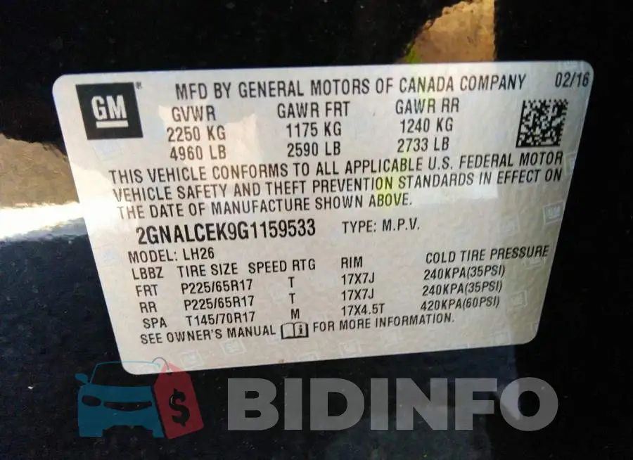 2GNALCEK9G1159533 Photo# 9
