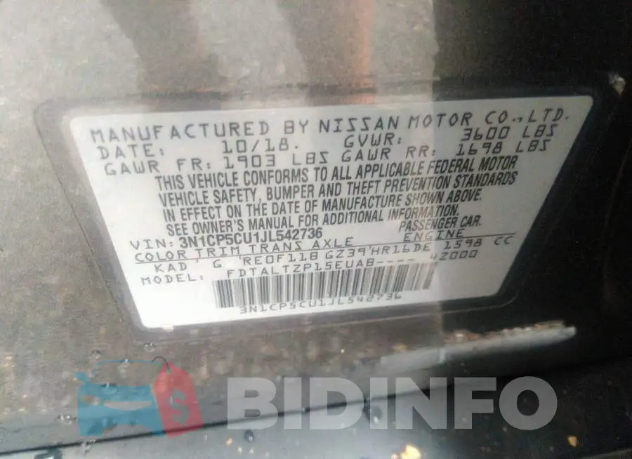 3N1CP5CU1JL542736 Photo# 9