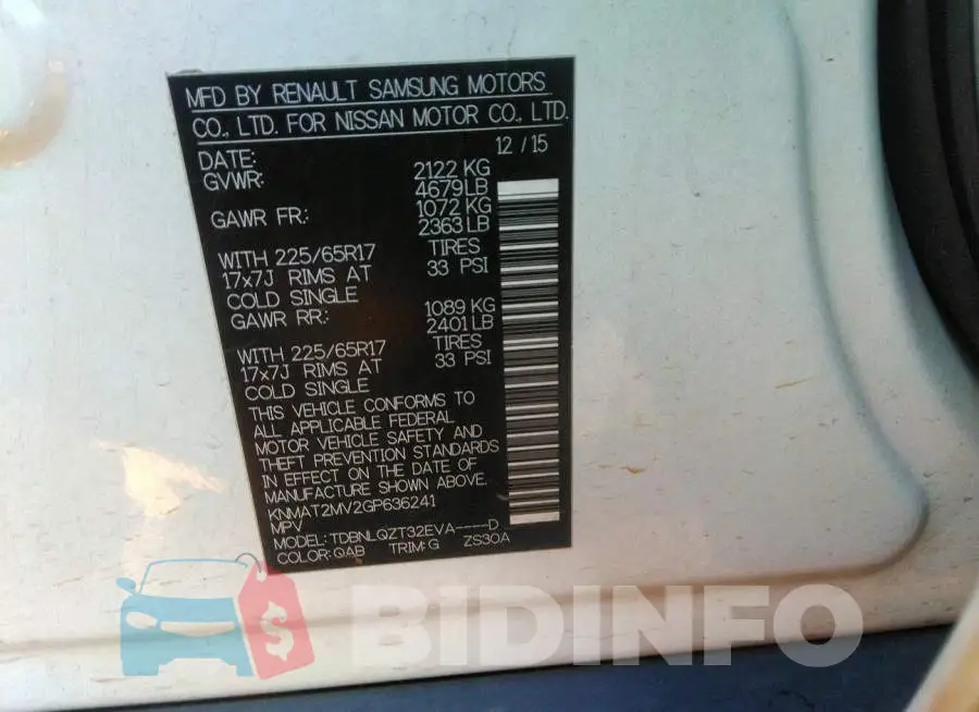 KNMAT2MV2GP636241 Photo# 9