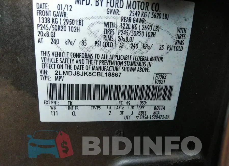 2LMDJ8JK8CBL18867 Photo# 9