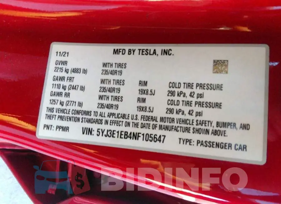5YJ3E1EB4NF105647 Photo# 9