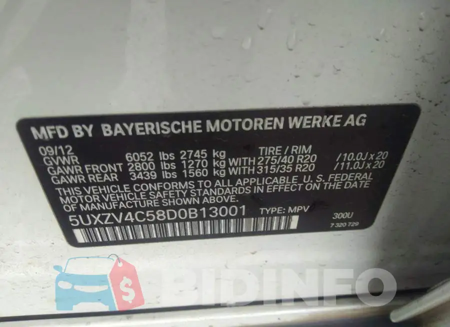 5UXZV4C58D0B13001 Photo# 9