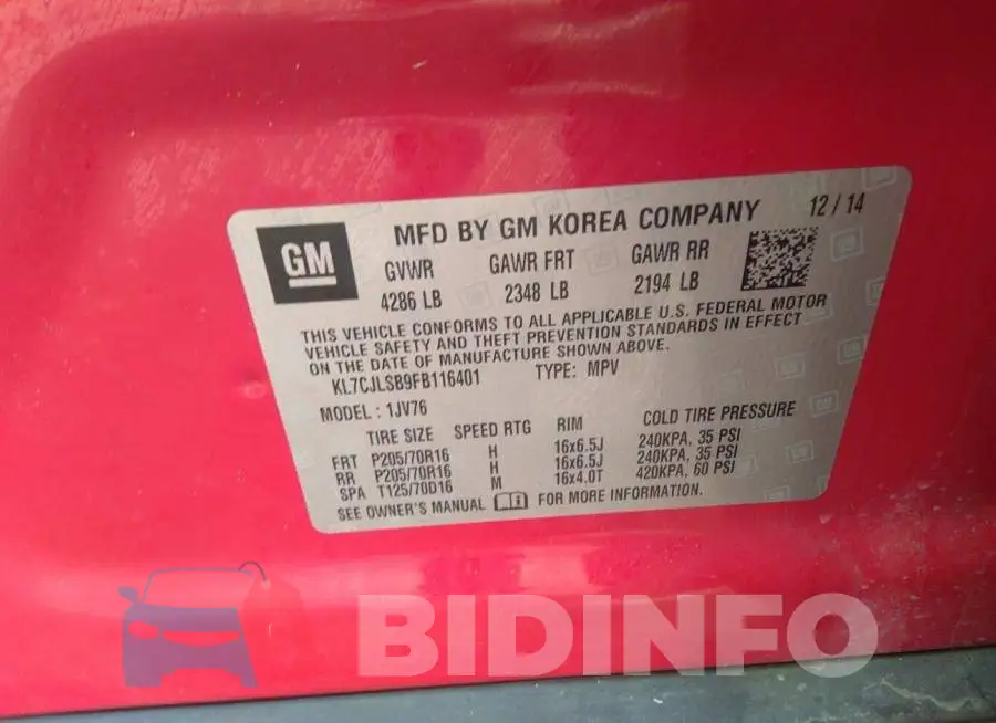 KL7CJLSB9FB116401 Photo# 9